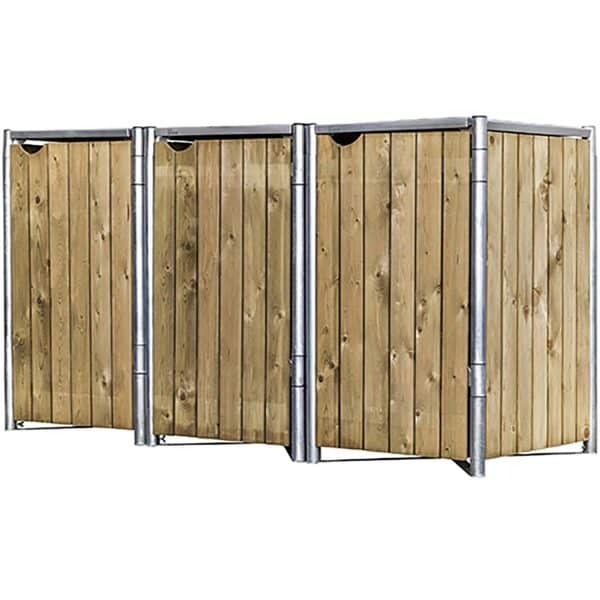 Hide Mülltonnenbox Kunststoff für 3 Tonnen 81 cm x 210 cm x 116 cm Natur