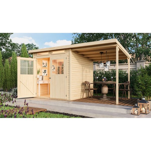 Woodfeeling Holz-Gartenhaus/Gerätehaus Genf 3 Natur BxT: 397 cm x 213 cm by Karibu