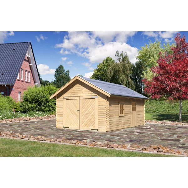 Woodfeeling Blockbohlen Holzgarage 40 Natur