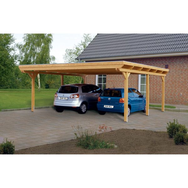 Skan Holz Flachdach-Doppelcarport Emsland 613 cm x 604 cm