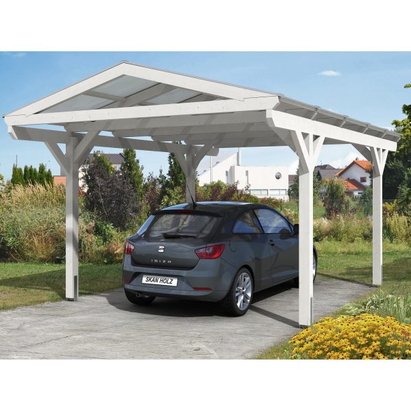 Skan Holz Carport Westerwald 362 cm x 541 cm gerade Kopfbänder Weiß