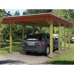 Skan Holz Carport Spreewald 345 cm x 589 cm rote Blende