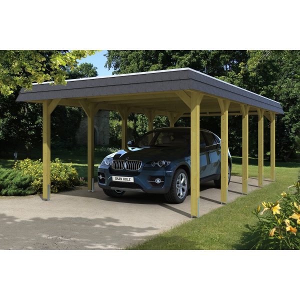 Skan Holz Carport Spreewald 396 cm x 741 cm schwarze Blende