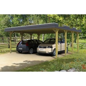 Skan Holz Carport Spreewald 585 cm x 589 cm schwarze Blende