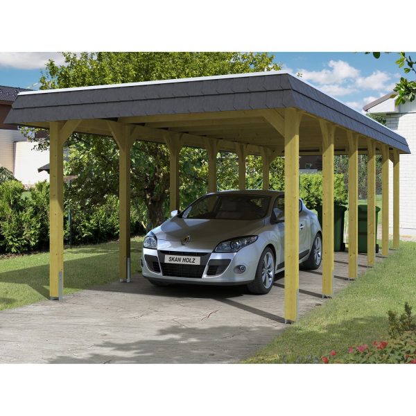 Skan Holz Carport Spreewald 345 cm x 893 cm schwarze Blende