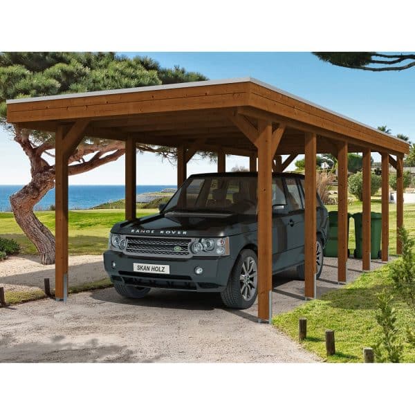 Skan Holz Carport Friesland 314 cm x 860 cm Nussbaum