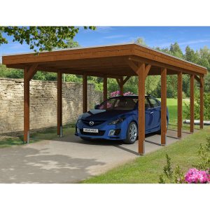 Skan Holz Carport Friesland 397 cm x 708 cm Nussbaum