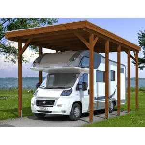 Skan Holz Carport Friesland Caravan 397 cm x 708 cm Nussbaum