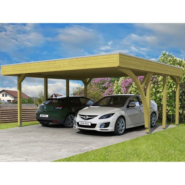 Skan Holz Flachdach-Doppelcarport Friesland Set 7 mit 557 cm x 555 cm