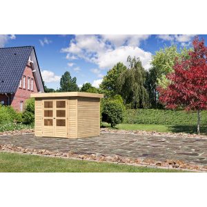 Karibu Holz-Gartenhaus/Gerätehaus Raala 3 Sandbeige 238 cm x 213 cm