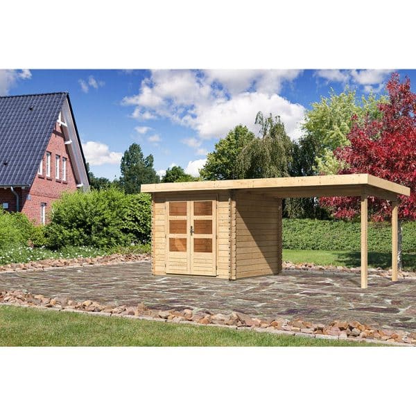 Karibu Holz-Gartenhaus/Gerätehaus Ängelholm 2 Natur 519 cm x 220 cm