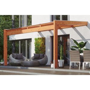 Skan Holz Terrassenüberdachung Novara 450 cm x 309 cm Eiche hell