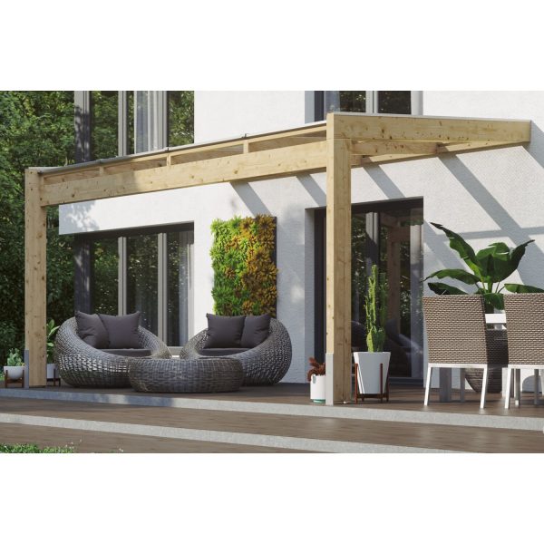 Skan Holz Terrassenüberdachung Novara 450 cm x 309 cm unbehandelt