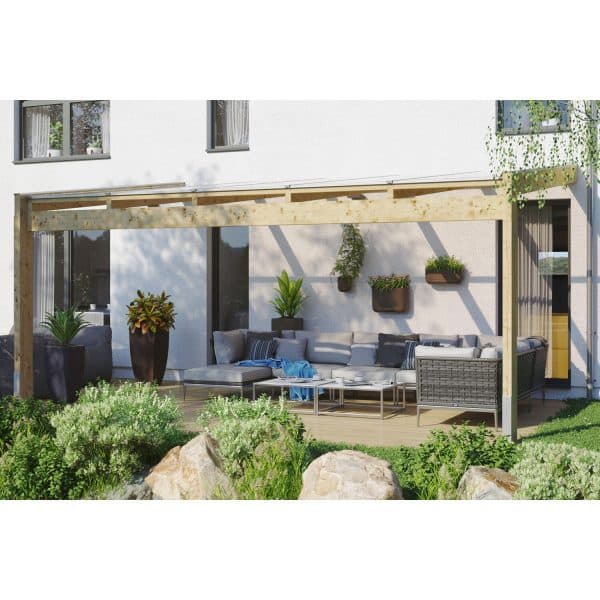 Skan Holz Terrassenüberdachung Novara 557 cm x 309 cm unbehandelt