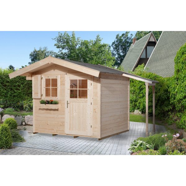 OBI Outdoor Living Holz-Gartenhaus/Gerätehaus Bozen B Spar-Set Natur 367 cm x 235 cm