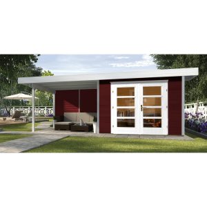 Weka Gartenhaus/Gerätehaus Savona Gr. 2 B Schwedenrot B x T:  590 x 300 cm davon 295 cm Anb