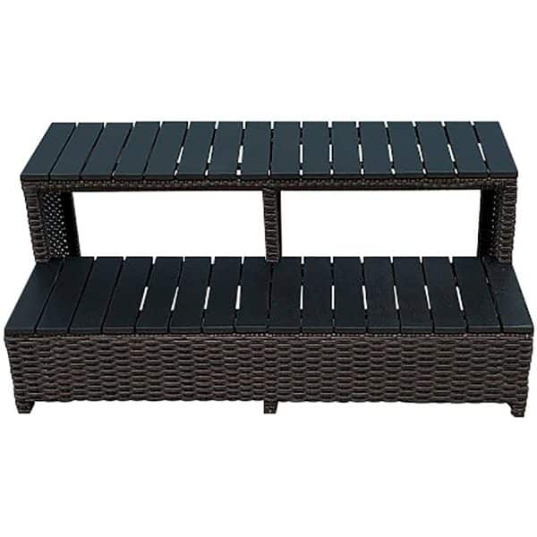 Canadian Spa Rattantreppe Braun für Whirlpools 43 cm x 85 cm x 57 cm