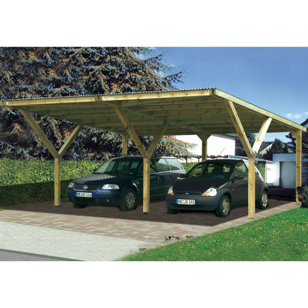 Weka Stahldach-Doppelcarport Mugello B 594 cm x 606 cm