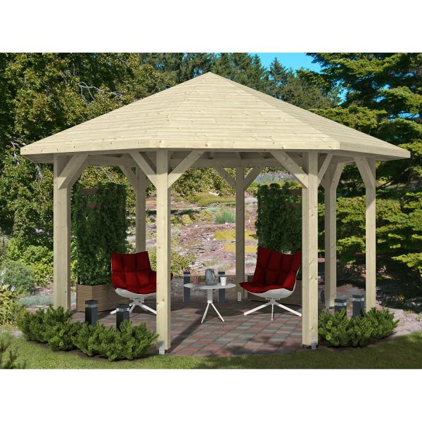 Skan Holz Pavillon Nice 2 Leimholz 484 cm x 484 cm Natur