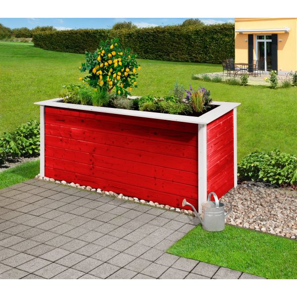 Weka Hochbeet Herba Fichte Schwedenrot/Weiß 81 cm x 205 cm x 80 cm