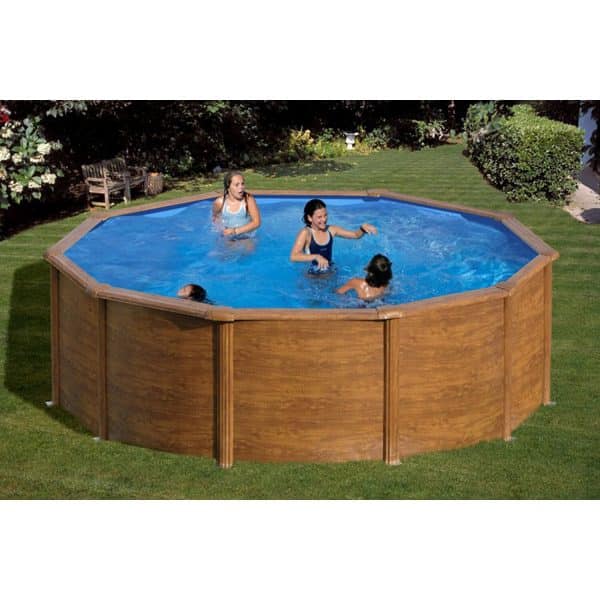 Summer Fun Stahlwand-Pool Set Holz-Dekor RIMINI Aufstellb. rund Ø 350 x 120cm