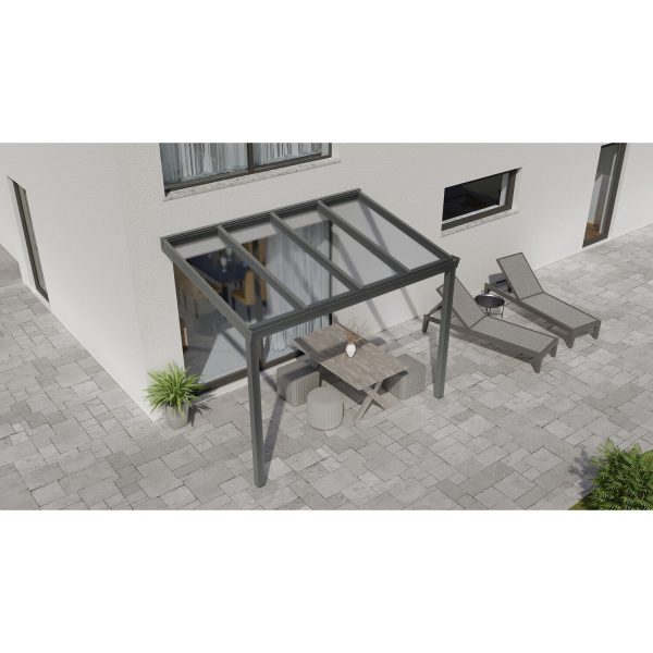 Terrassenüberdachung Professional 300 cm x 350 cm Anthrazit Struktur Glas