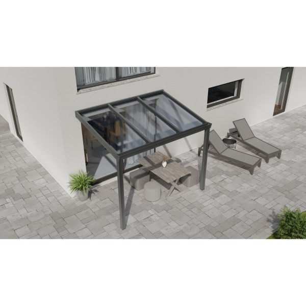 Terrassenüberdachung Professional 300 cm x 350 cm Anthrazit Struktur PC Klar