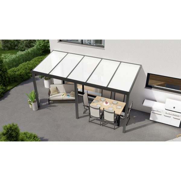 Terrassenüberdachung Professional 500 cm x 200 cm Anthrazit Struktur PC Opal