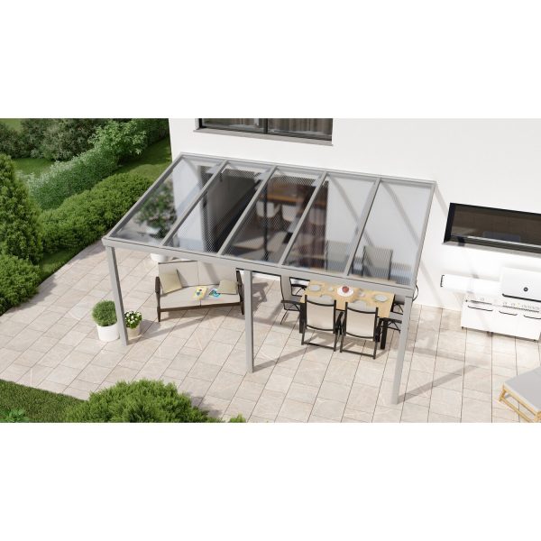 Terrassenüberdachung Professional 500 cm x 300 cm Grau Struktur PC Klar