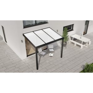 Terrassenüberdachung Professional 300 cm x 250 cm Schwarz Struktur PC Opal