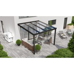 Terrassenüberdachung Professional 300 cm x 300 cm Schwarz Struktur Glas