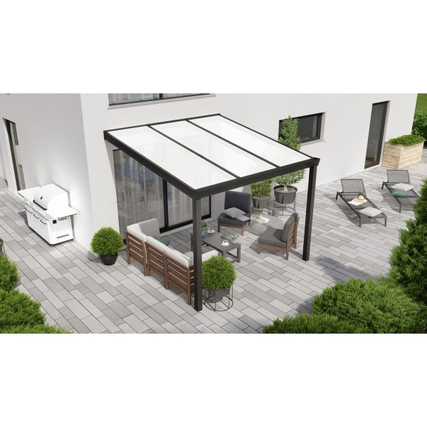 Terrassenüberdachung Professional 300 cm x 350 cm Schwarz Struktur PC Opal