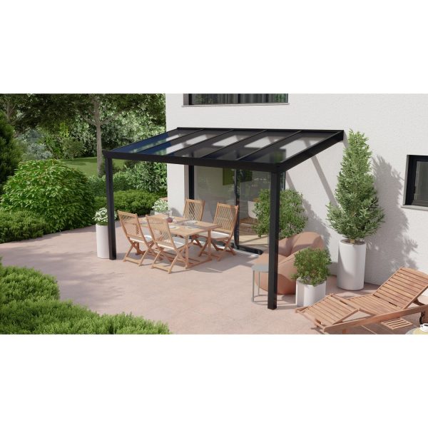 Terrassenüberdachung Professional 400 cm x 200 cm Schwarz Struktur Glas