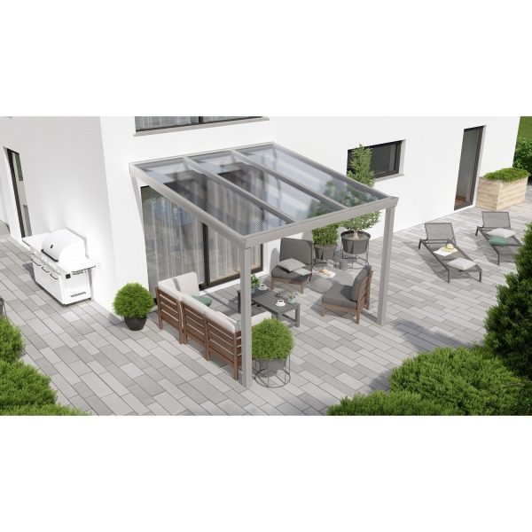 Terrassenüberdachung Professional 300 cm x 300 cm Grau Struktur PC Klar