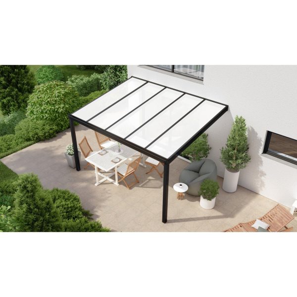 Terrassenüberdachung Professional 400 cm x 300 cm Schwarz Struktur PC Opal