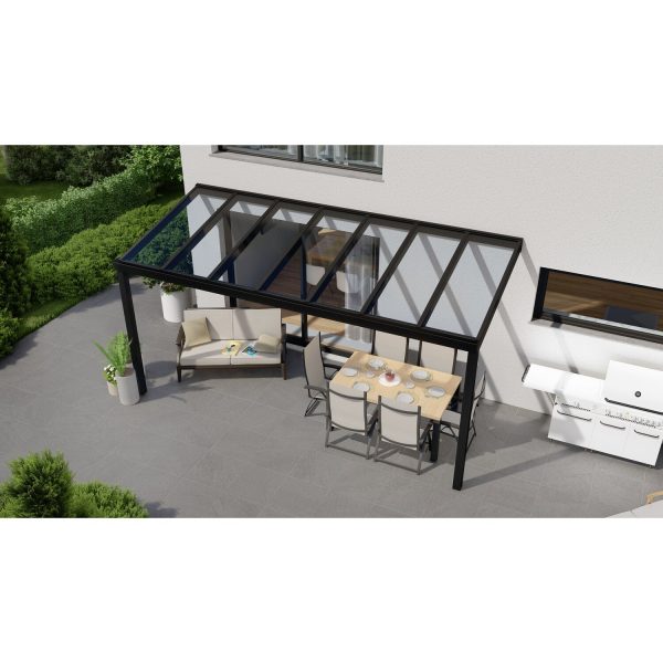 Terrassenüberdachung Professional 500 cm x 200 cm Schwarz Struktur Glas