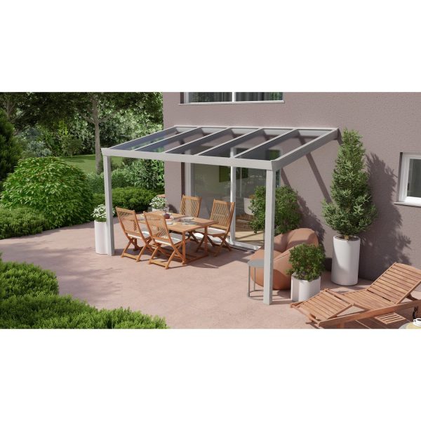 Terrassenüberdachung Professional 400 cm x 200 cm Grau Struktur Glas