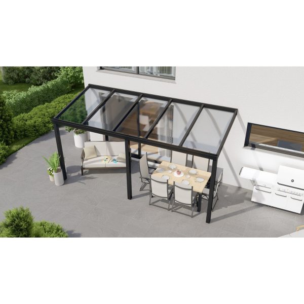 Terrassenüberdachung Professional 500 cm x 250 cm Schwarz Struktur PC Klar