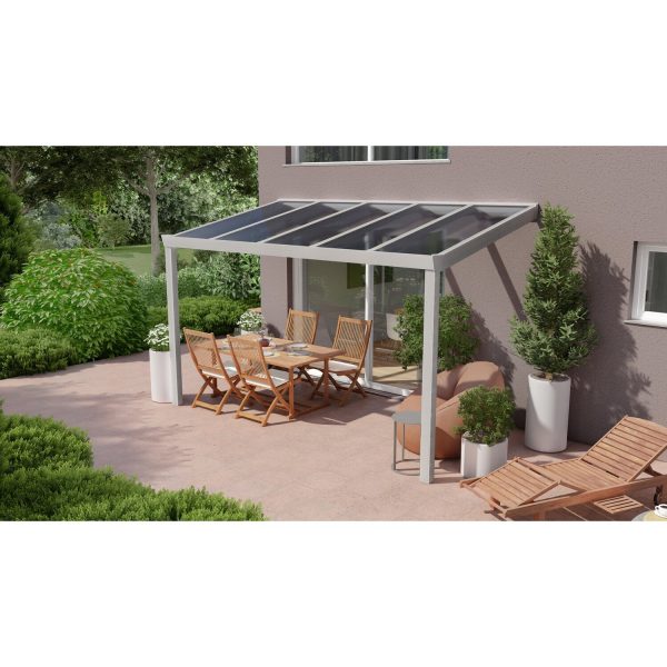 Terrassenüberdachung Professional 400 cm x 200 cm Grau Struktur PC Klar