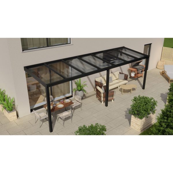 Terrassenüberdachung Professional 700 cm x 200 cm Schwarz Struktur PC Klar