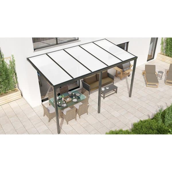 Terrassenüberdachung Basic 500 cm x 250 cm Anthrazit Glanz PC Opal