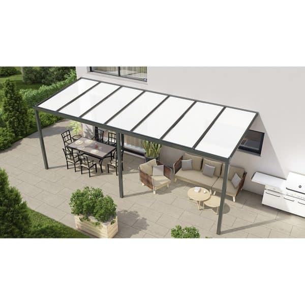 Terrassenüberdachung Basic 700 cm x 250 cm Anthrazit Glanz PC Opal