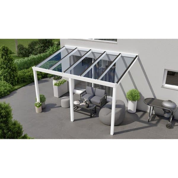 Terrassenüberdachung Basic 400 cm x 250 cm Weiß Glas