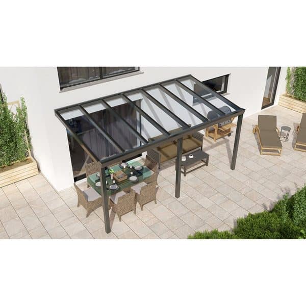 Terrassenüberdachung Basic 500 cm x 300 cm Anthrazit Glanz Glas