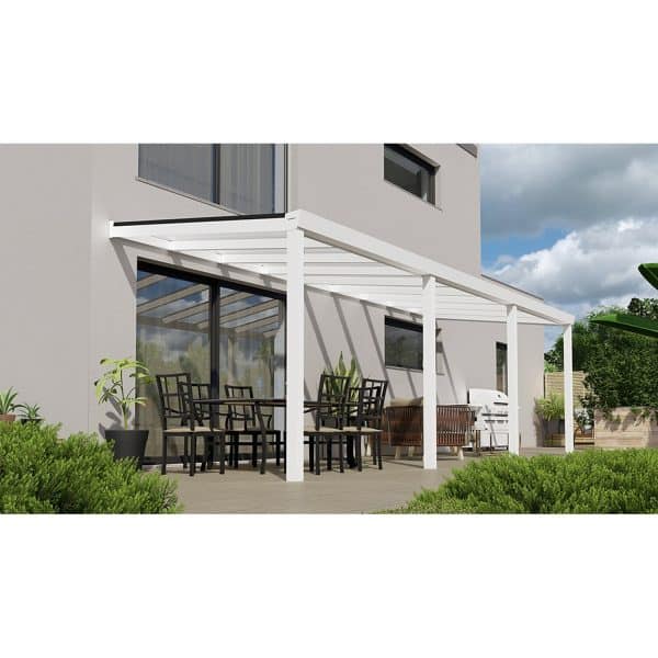 Terrassenüberdachung Basic 700 cm x 300 cm Weiß Glas