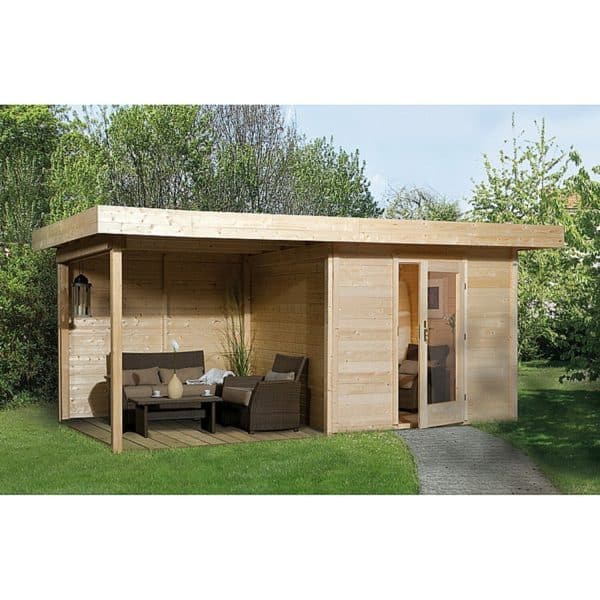 OBI Outdoor Living Holz-Gartenhaus/Gerätehaus Florenz B Gr. 3 Natur 530 cm x 240 cm