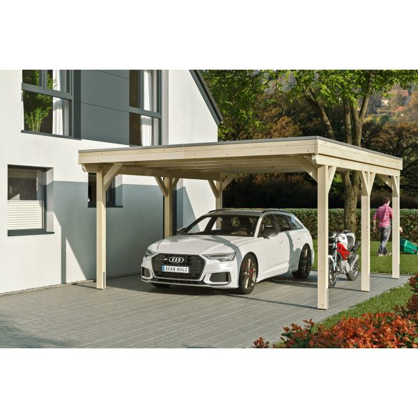 Skan Holz Carport Grunewald 427 cm x 554 cm mit EPDM-Dach Natur