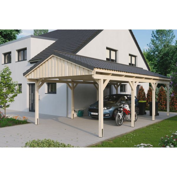 Skan Holz Carport Fichtelberg 423 cm x 808 cm Dachlattung Natur