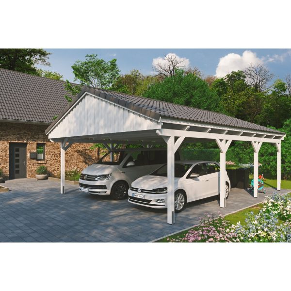 Skan Holz Carport Fichtelberg 618 cm x 808 cm Dachlattung Weiß