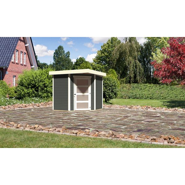 Karibu Holz-Gartenhaus/Gerätehaus Linköbing 3 Terragrau 209 cm x 213 cm